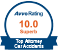 Avvo Ration 10 Top Attorney Car Accidents